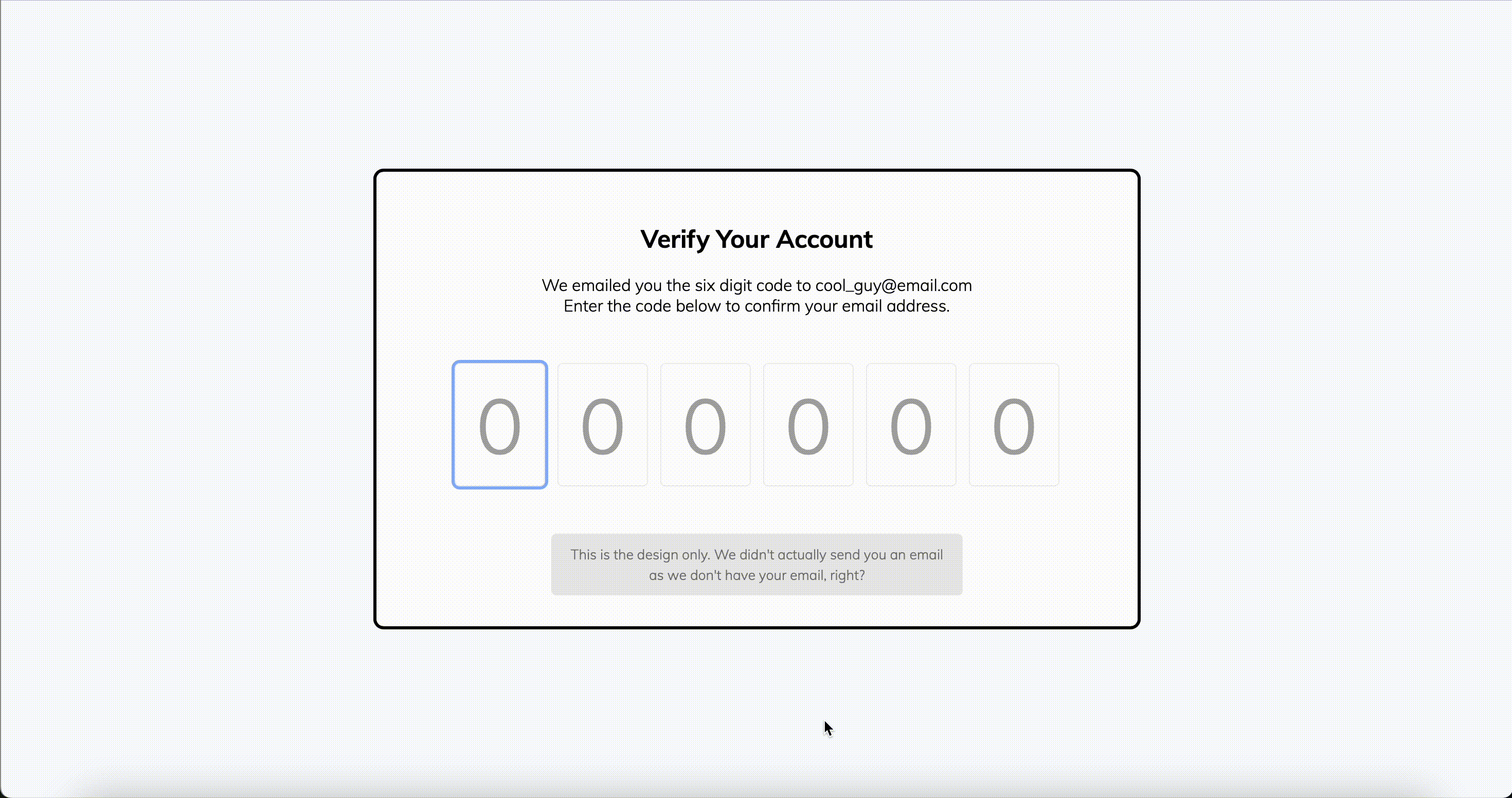 Verify Account UI