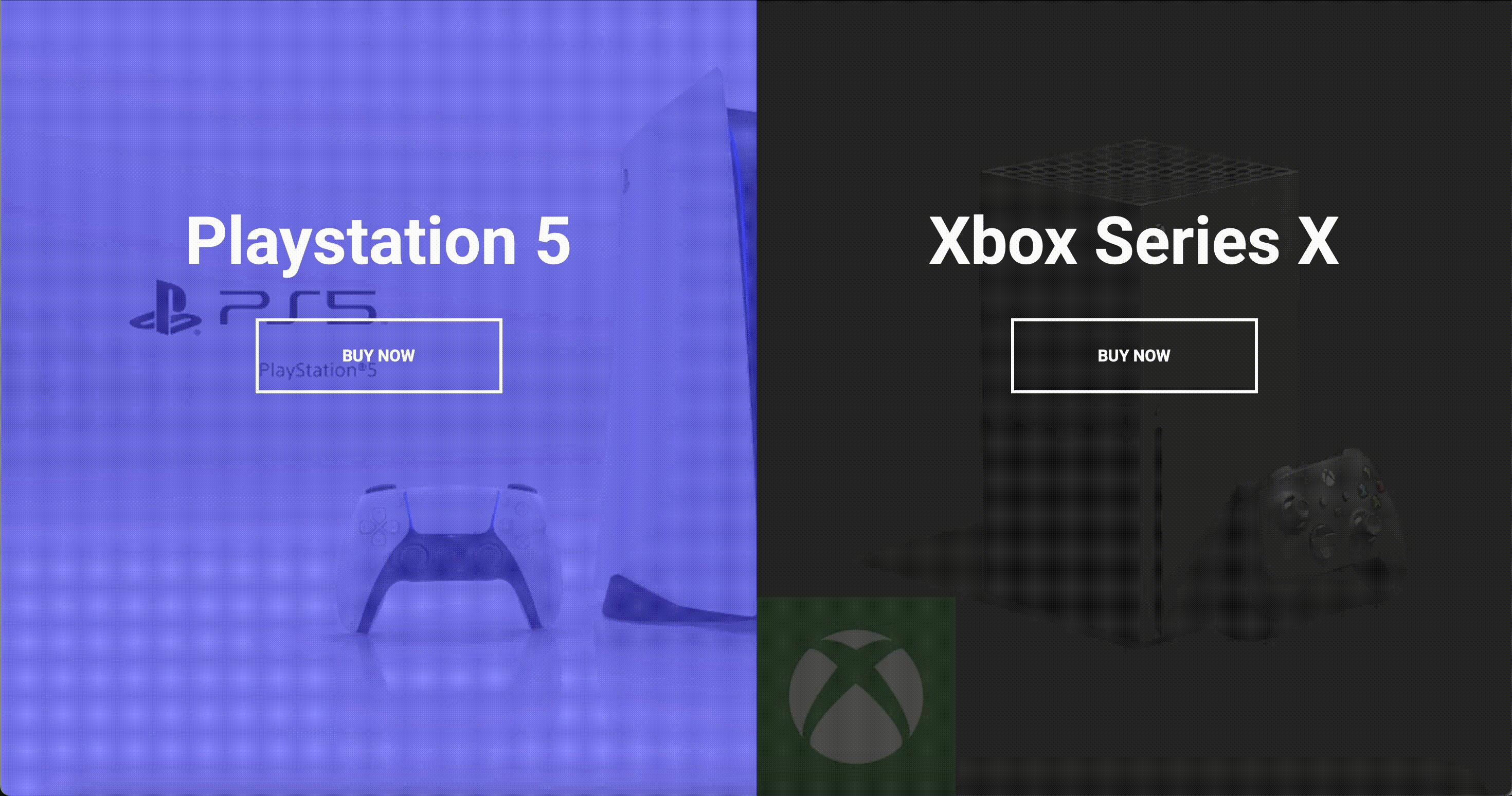 Split Landing Page